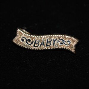 Antique Victorian Taille d'Épargne "Baby" Gold-filled Wavy Ribbon Pin with Hamme